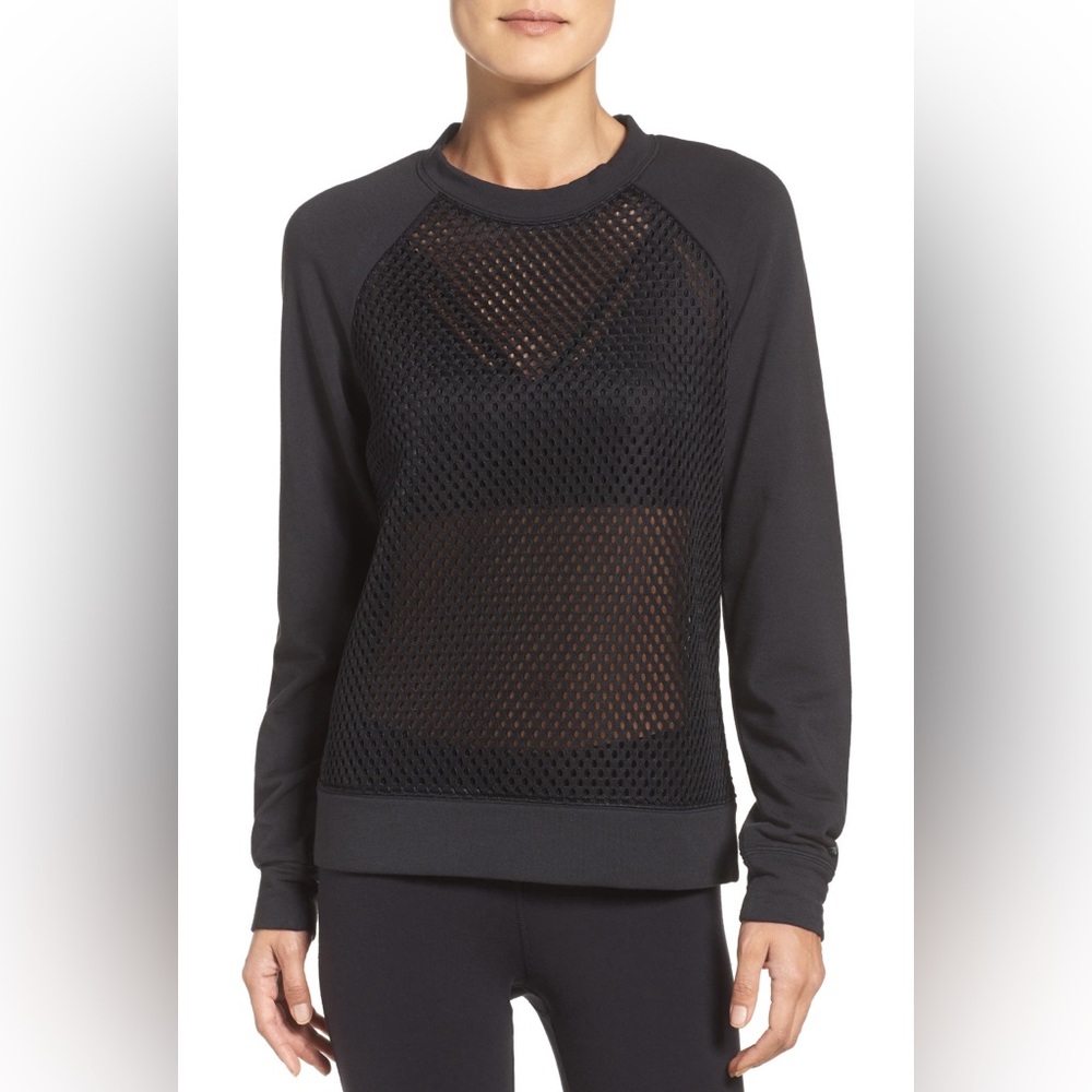 ALO Elemental Mesh Pullover Black Sweatshirt